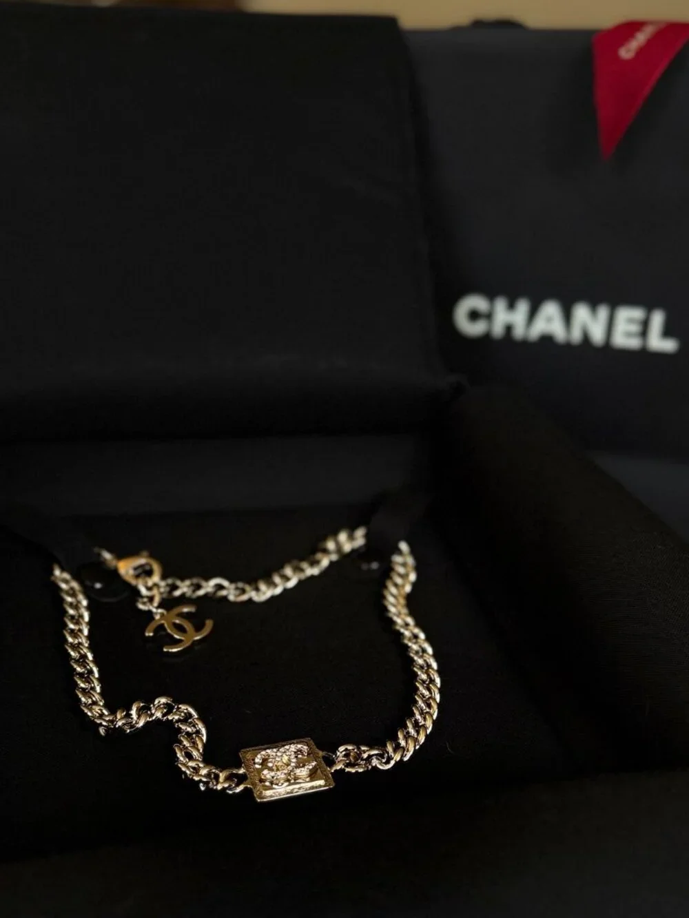 CHANEL 2023 23P Coco Mark Cube Choker Necklace, FULL SET, KEPT UNUSED